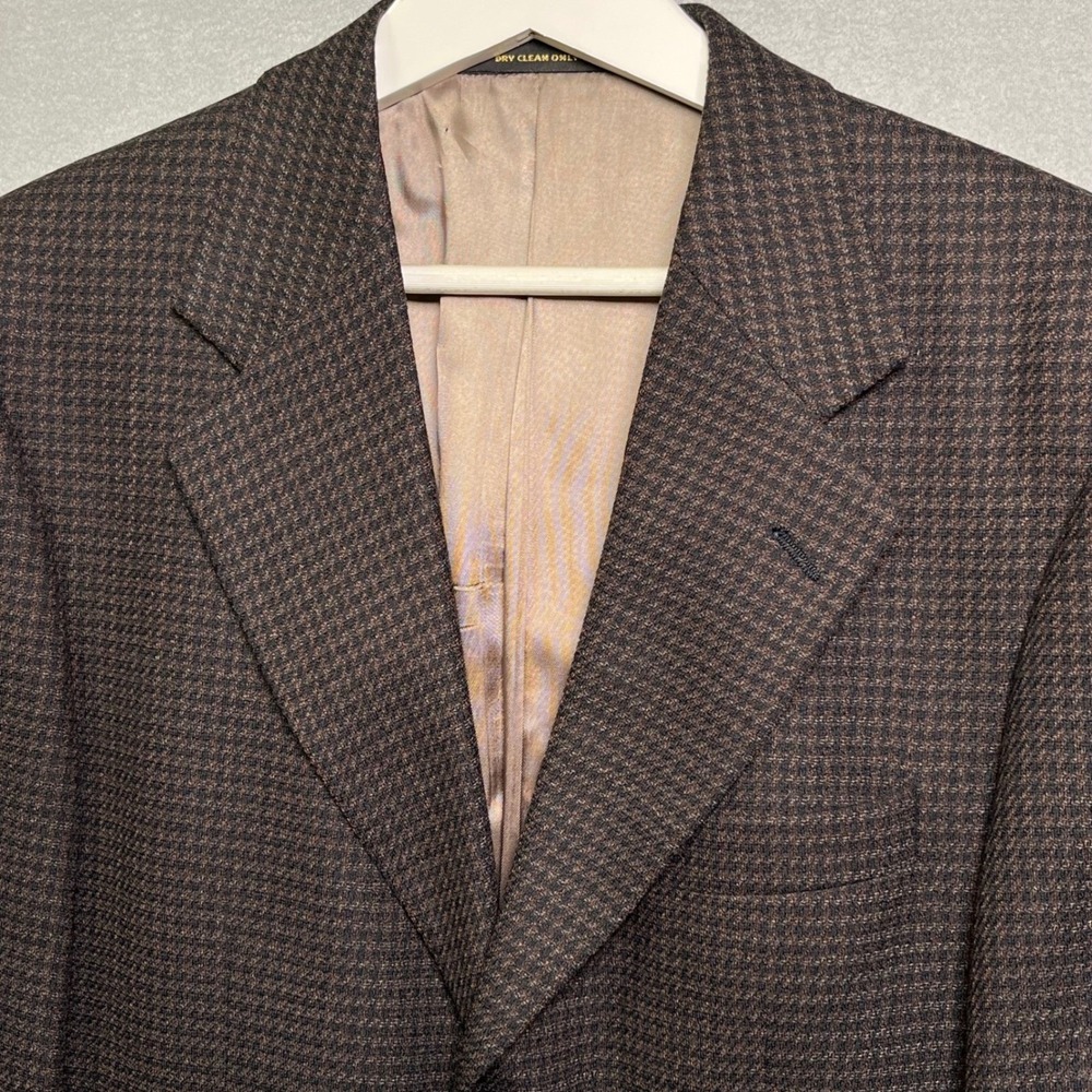 VTG Monsieur GIVENCHY Tweed Blazer Black Brown Houndstooth Suit Jacket 36
